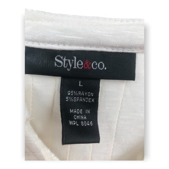 ^ Style & Co. Women's Large Ivory Pleated Shirt - Picture 5 of 5